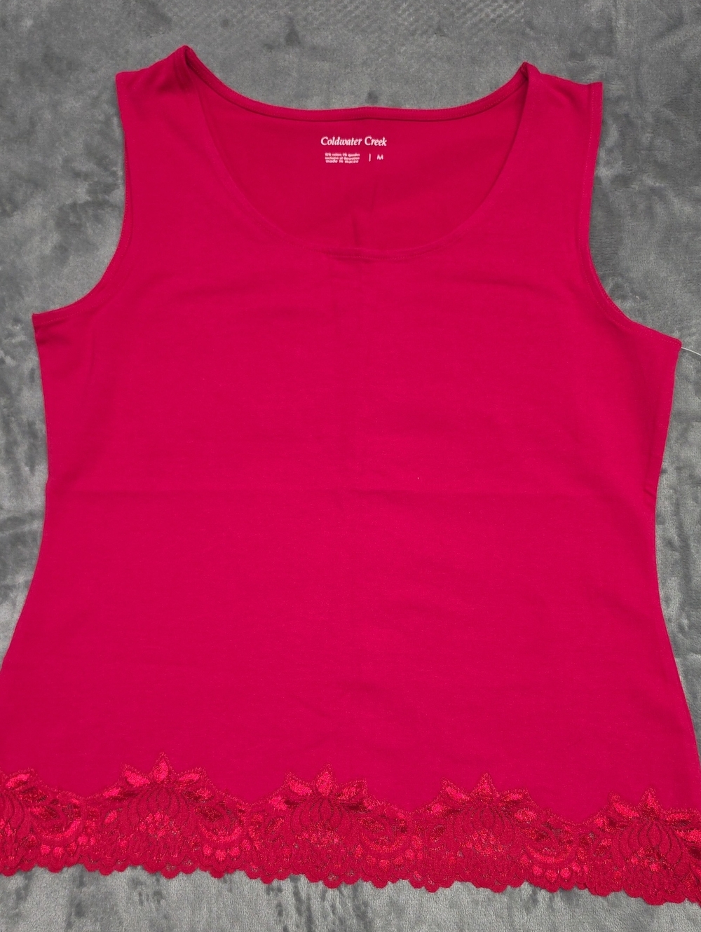 Coldwater Creek Fuchsia Scoop Lace-Trim Sleeveless Tank Sz MED